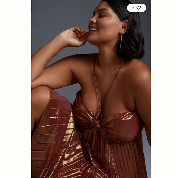 Anthropologie Plissé Halter Maxi Dress Women's Size 3X - Picture 6 of 11